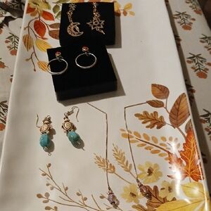 Elegant Gold and Turquoise Earring Set